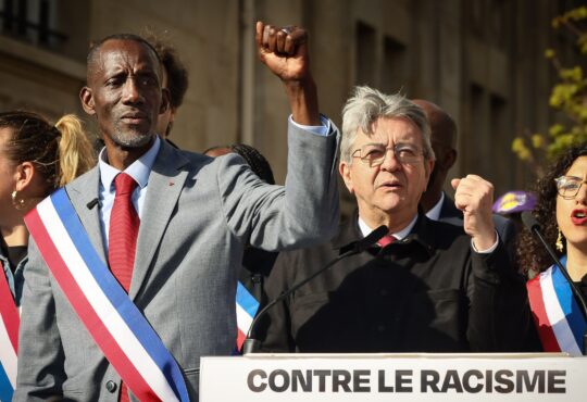 France Unbowed (LFI) leader Jean-Luc Mélenchon and LFI mayor of Saint Denis, Bally Bagayoko